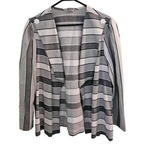 VINTAGE Manhattan Plaza 80s Grey Striped Open Jacket Est Size Large